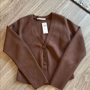 Abercrombie & Fitch Brown luxeloft rounded sleeve cardigan